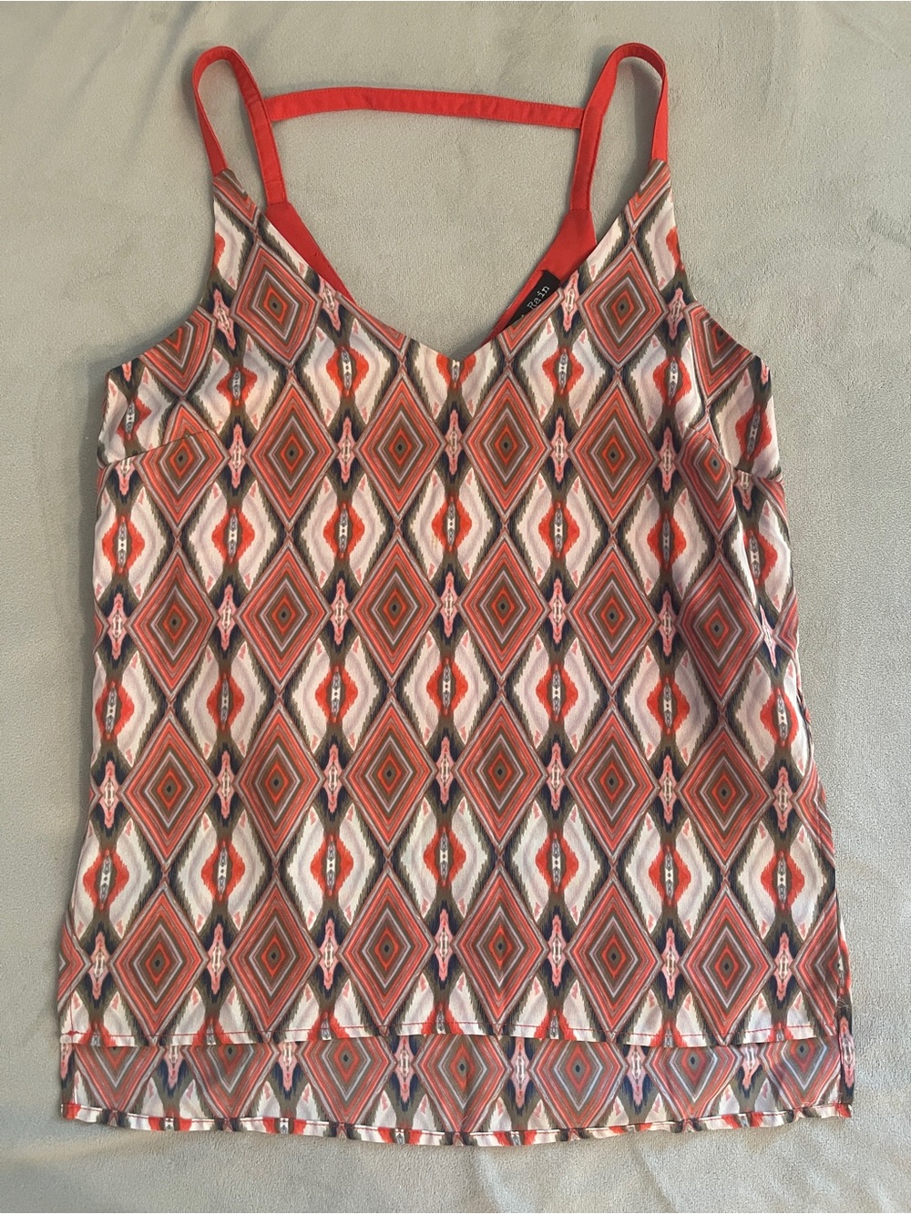 Sweet Rain Red Geo Diamond Print Strappy Cami
